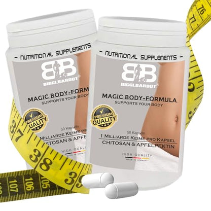 Magic Body Formula – Chitosan &amp; Apple Pectina – Con mil millones de gérmenes probióticos por cápsula – Apoyo a la digestión y al metabolismo – 50 cápsulas –