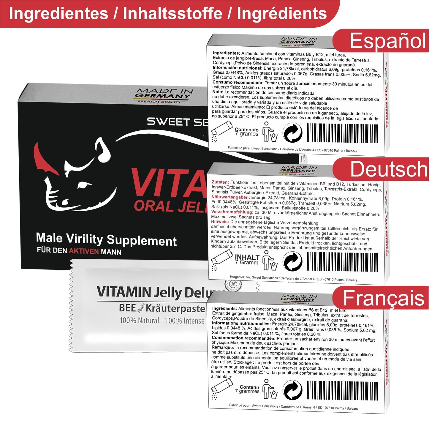 VITAMIN Oral  Jelly - Natürliche Formel für Männer extra stark - Probierpackung 2Stk.